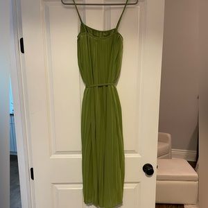 Green pleated dress